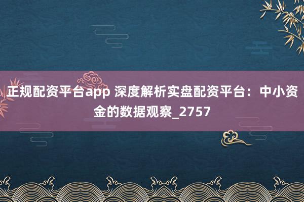 正规配资平台app 深度解析实盘配资平台：中小资金的数据观察_2757