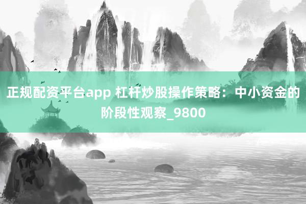 正规配资平台app 杠杆炒股操作策略：中小资金的阶段性观察_9800