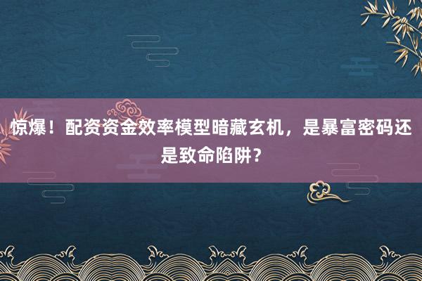 惊爆！配资资金效率模型暗藏玄机，是暴富密码还是致命陷阱？