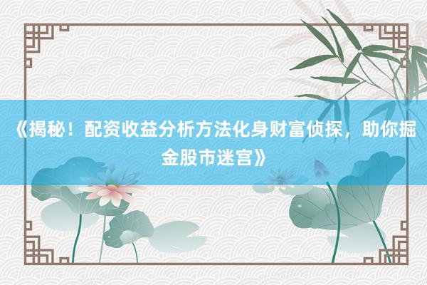 《揭秘！配资收益分析方法化身财富侦探，助你掘金股市迷宫》