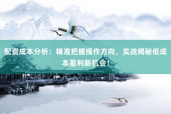 配资成本分析：精准把握操作方向，实战揭秘低成本盈利新机会！