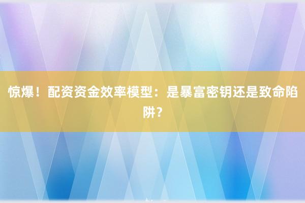 惊爆！配资资金效率模型：是暴富密钥还是致命陷阱？