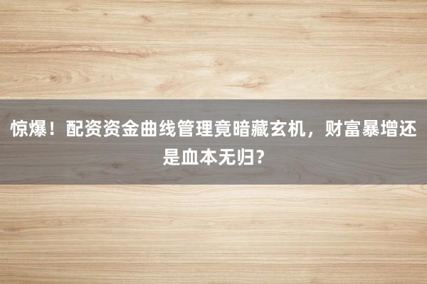 惊爆！配资资金曲线管理竟暗藏玄机，财富暴增还是血本无归？