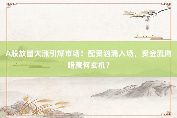 A股放量大涨引爆市场!配资汹涌入场,资金流向暗藏何玄机?