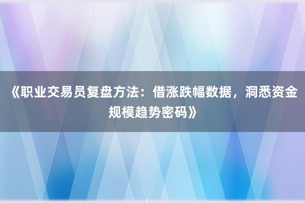 《职业交易员复盘方法：借涨跌幅数据，洞悉资金规模趋势密码》