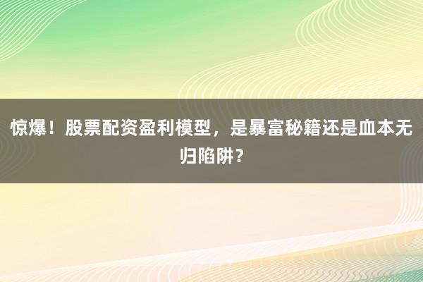 惊爆！股票配资盈利模型，是暴富秘籍还是血本无归陷阱？