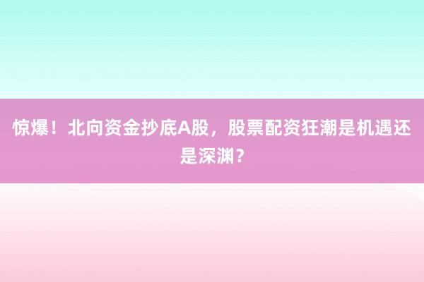 惊爆！北向资金抄底A股，股票配资狂潮是机遇还是深渊？
