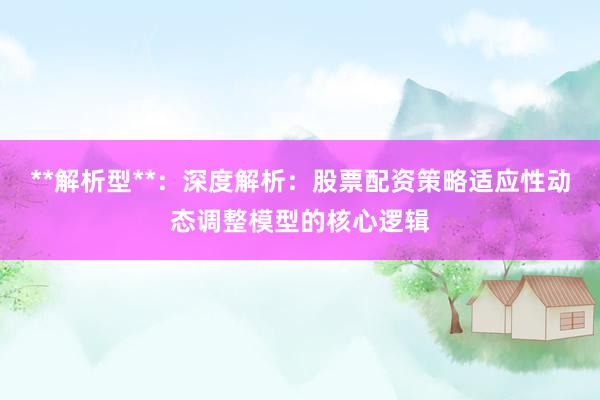 **解析型**：深度解析：股票配资策略适应性动态调整模型的核心逻辑
