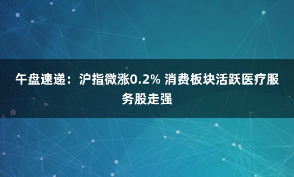 午盘速递：沪指微涨0.2% 消费板块活跃医疗服务股走强