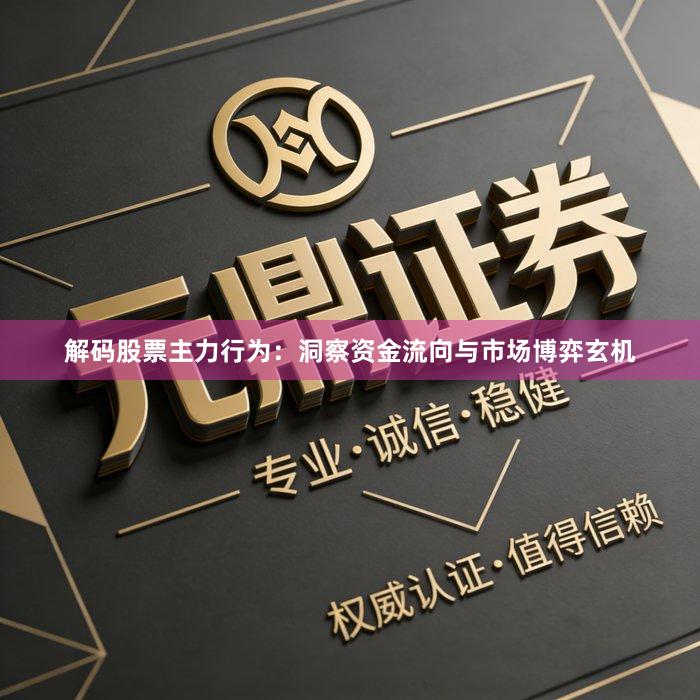 解码股票主力行为：洞察资金流向与市场博弈玄机