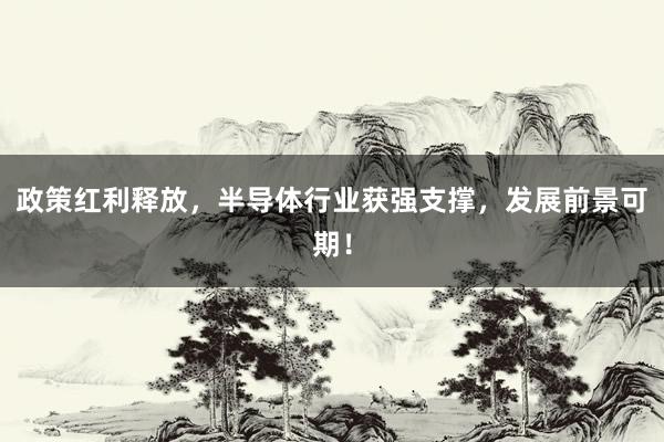 政策红利释放，半导体行业获强支撑，发展前景可期！