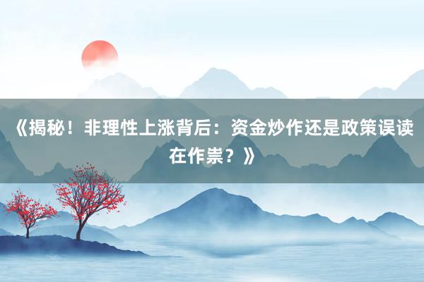 《揭秘！非理性上涨背后：资金炒作还是政策误读在作祟？》