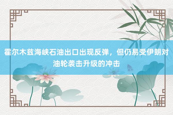 霍尔木兹海峡石油出口出现反弹，但仍易受伊朗对油轮袭击升级的冲击