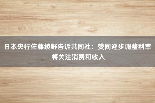 日本央行佐藤绫野告诉共同社：赞同逐步调整利率 将关注消费和收入