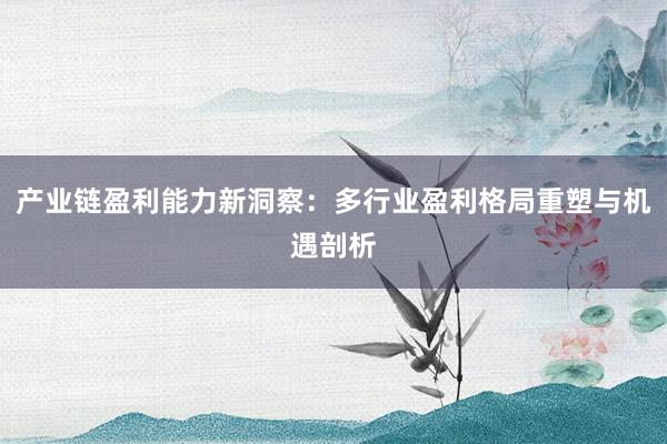 产业链盈利能力新洞察：多行业盈利格局重塑与机遇剖析